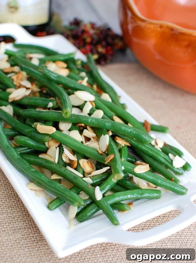 Golden Brown Butter Green Beans with Toasted Almonds 2 Green Beans with Brown Butter and Toasted Almonds - a delicious, easy-to-make side dish perfect for any meal, especially holidays.