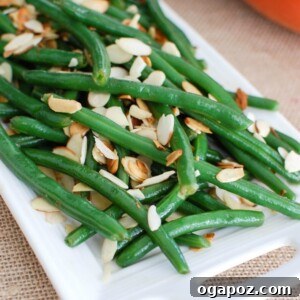Golden Brown Butter Green Beans with Toasted Almonds 6 Green Beans with Brown Butter and Toasted Almonds, beautifully presented for serving.