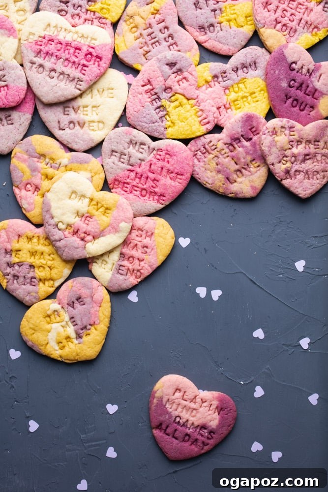 Sweetheart Sugar Cookies Effortless Valentine's Delights 9 stacked valentine's conversation sugar cookies