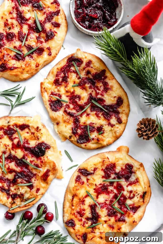 Sweet and Tart Brie Cranberry Naan 6 Warm Brie Cranberry Naan Bread with rosemary