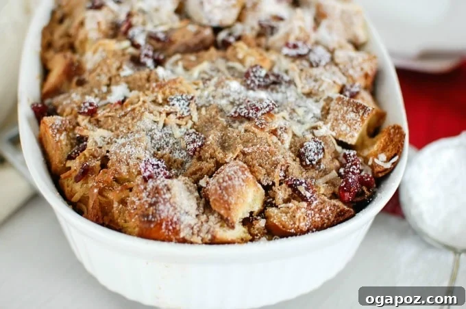 Baked Coconut Cranberry French Toast Delight 4 Assembling the Overnight Cranberry Coconut French Toast Bake, ready to chill overnight.