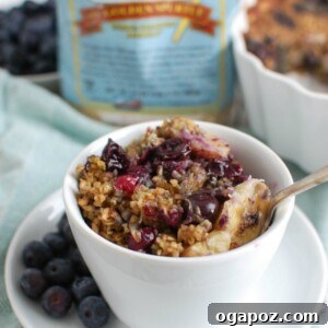 Baked Blueberry Banana Steel Cut Oat Bake 6 Baked Blueberry Banana Steel Cut Oatmeal, a healthy breakfast option.