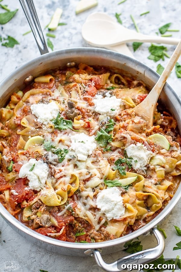 Dinner in 30: 24 Quick and Easy Meals 16 Healthy Zucchini Noodle Skillet Lasagna, a gluten-free twist on a classic