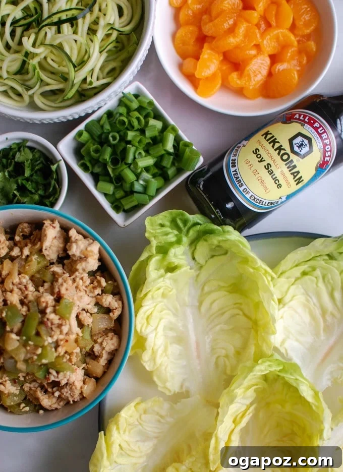Crisp Asian Chicken Zoodle Cups 4 Healthy and light Asian Chicken Zoodle Lettuce Wraps