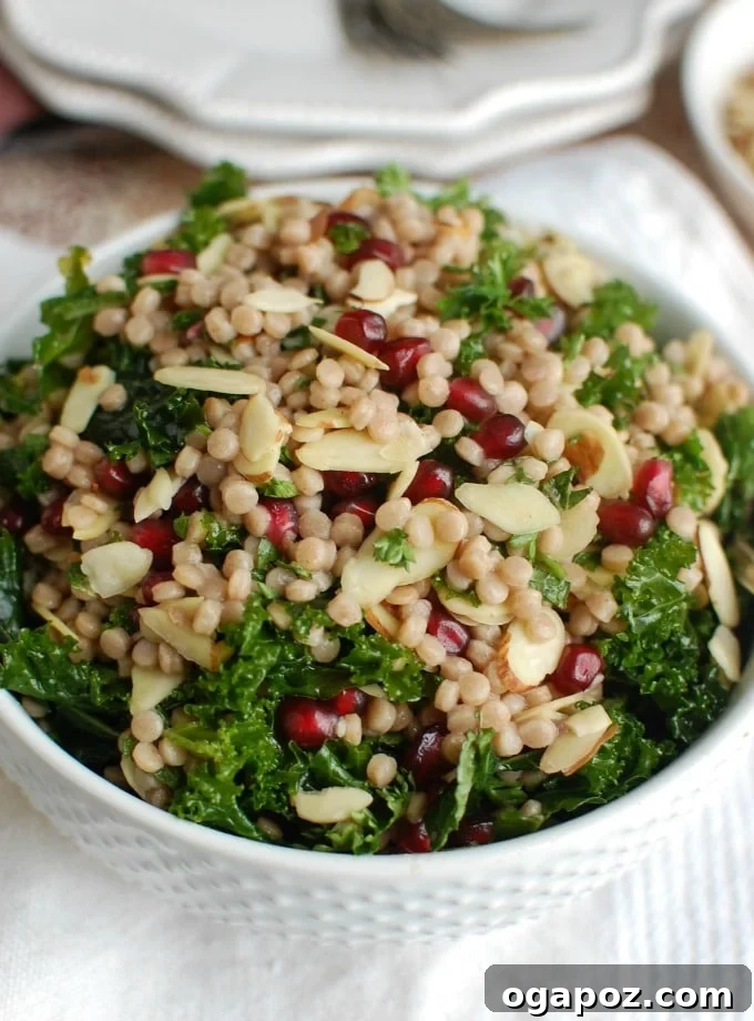 Jeweled Kale Couscous Pomegranate Salad 4 Kale Couscous Pomegranate Salad - healthy and delicious