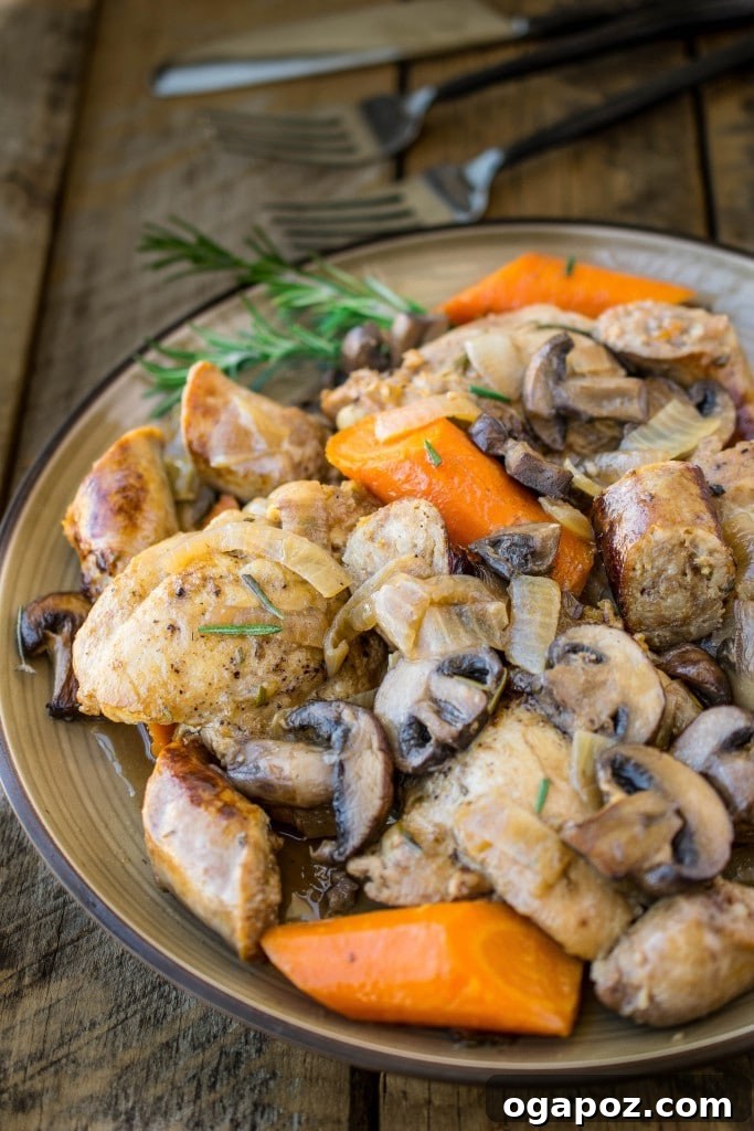 26 Effortless Slow Cooker Dinners 22 Slow-cooker-rosemary-chicken-sausage-mushrooms-18