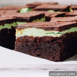 Green Brownies Dessert closeup photo for St. Patricks Day