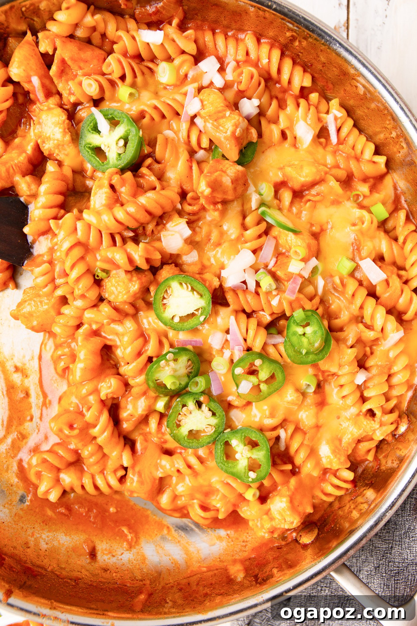 One-Pan Enchilada Chicken Pasta 2 One Pot Chicken Enchilada Pasta in a pot