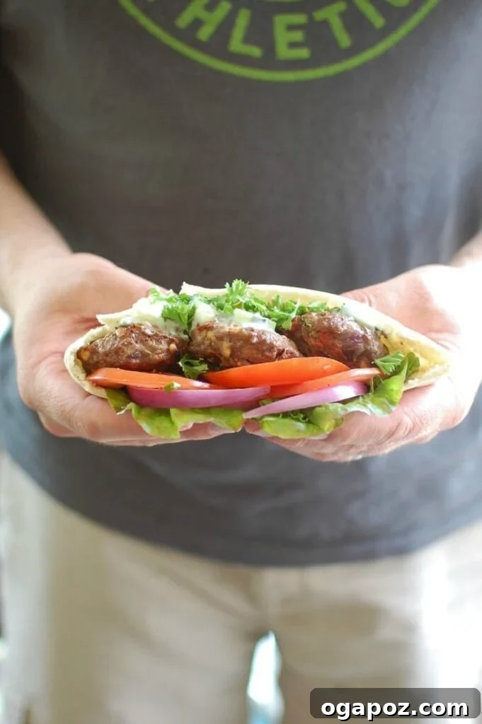 Mediterranean Burger with Refreshing Mint Yogurt Sauce 2 Delicious Mediterranean Burger with Mint Yogurt Sauce, garnished with fresh herbs
