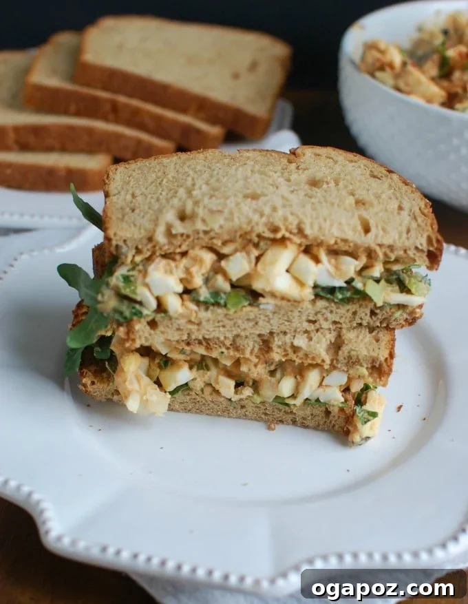 Homestyle Sweet Southern Egg Salad 3 A close-up view of Sweet Southern-Style Egg Salad served on a plate, highlighting its creamy texture and visible vegetable pieces.