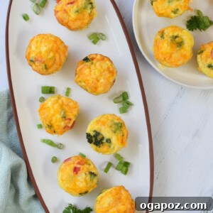 Broccoli Cheddar Cups on a white plate, ready to be served.