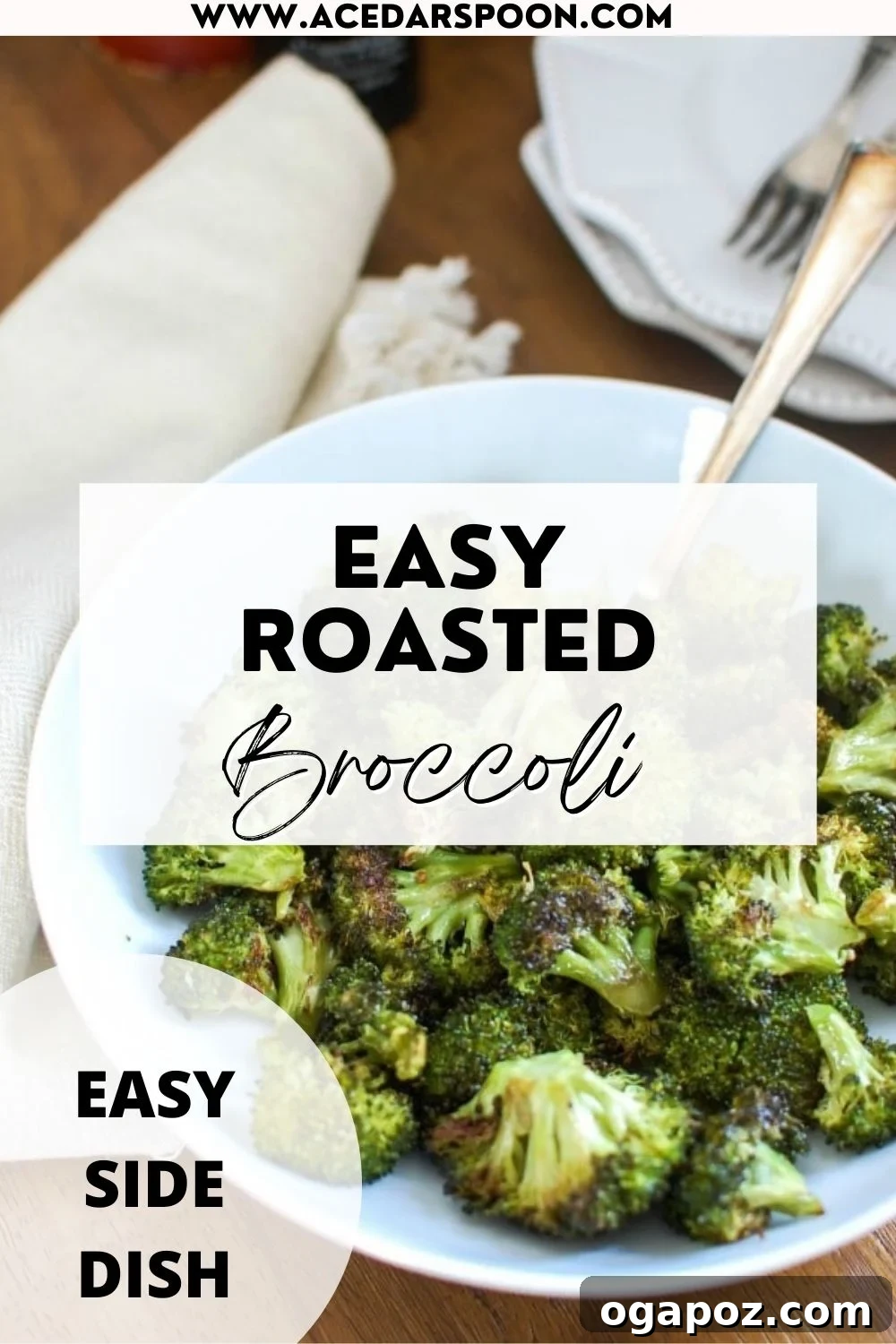 Golden Roasted Broccoli 6 Roasted Broccoli in a bowl with logo, ready to be served.