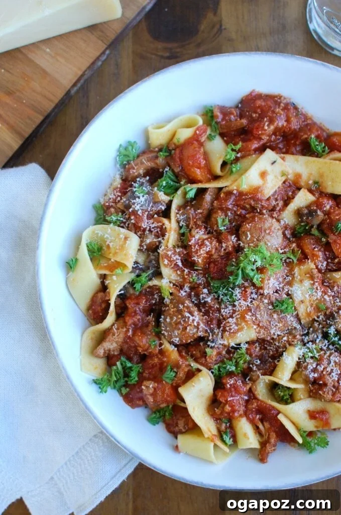 Slow-Cooked Turkey Sausage Bolognese 2 Hearty Slow Cooker Turkey Sausage Bolognese Sauce with fresh basil