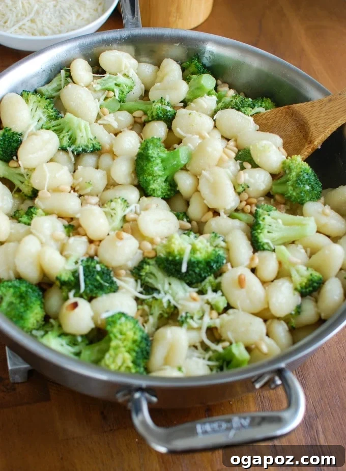 Nutty Brown Butter Gnocchi with Roasted Broccoli and Toasted Pine Nuts 5 A quick dinner idea: Browned Butter Gnocchi with Broccoli and Pine Nuts, ready in minutes.