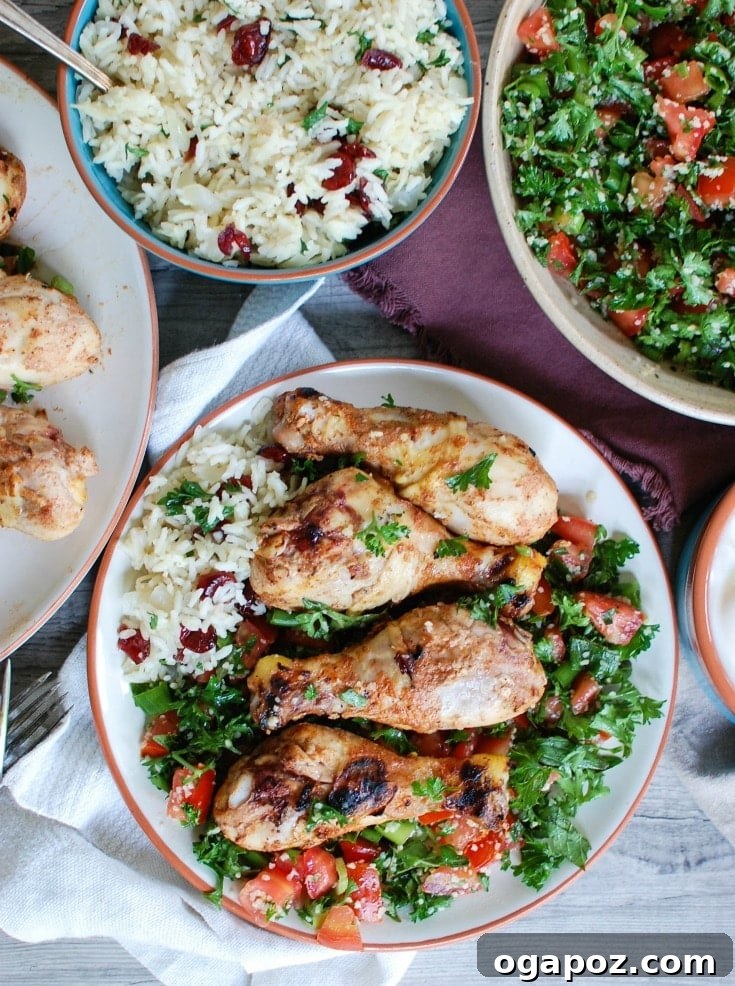 Fragrant Mediterranean Chicken and Basmati Rice 3 Mediterranean Chicken with Basmati Rice is a healthy, delicious meal. The chicken is marinated in a yogurt sauce!