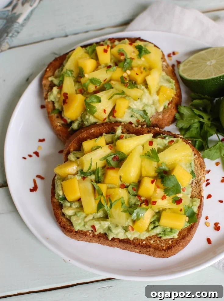 Tropical Avocado Toast - vibrant breakfast or snack