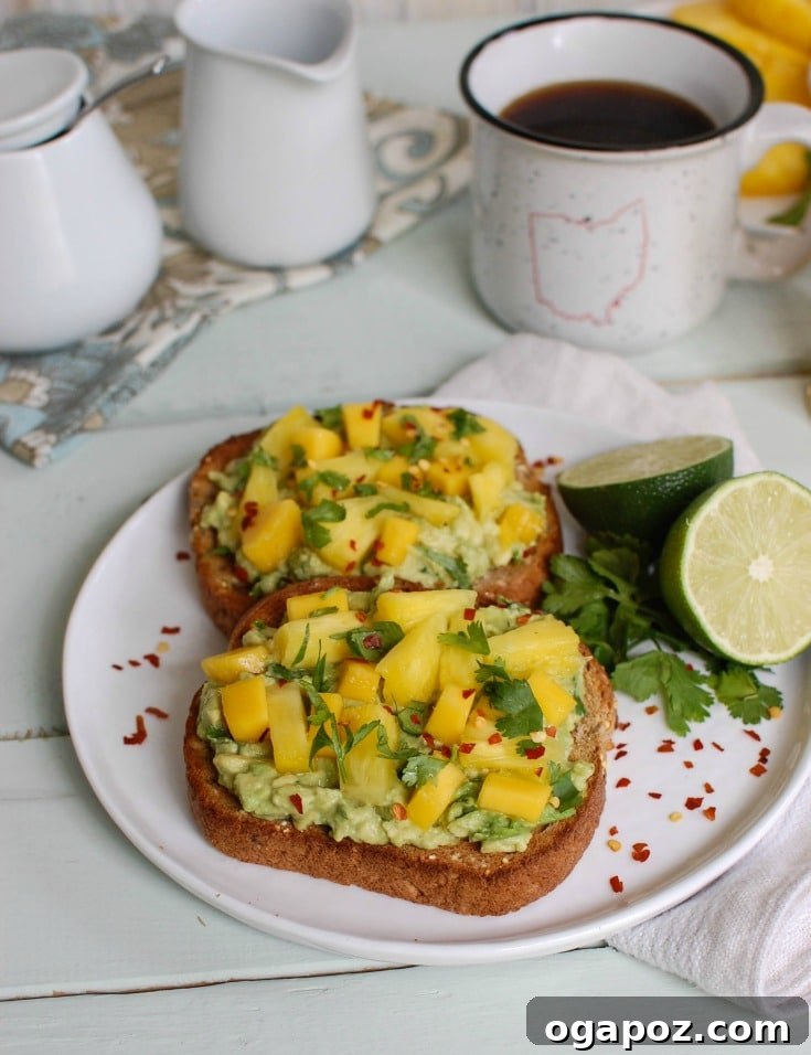 Tropical Avocado Toast - perfect for a healthy lunch