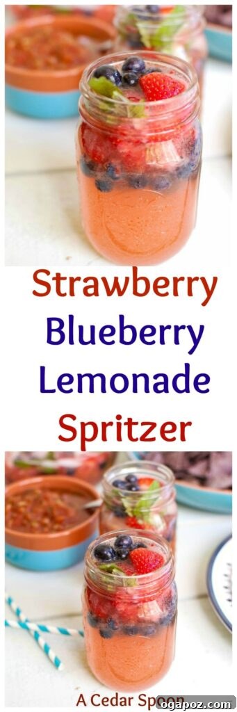 Blush Berry Lemonade Spritz 7 Strawberry Blueberry Lemonade Spritzer is the best party cocktail. Fruity and fresh!