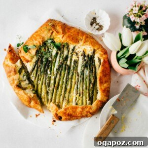Asparagus Puff Pastry Tart with a slice out