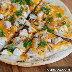 Chicken Feta Cheddar Pita Pitza ready to serve.