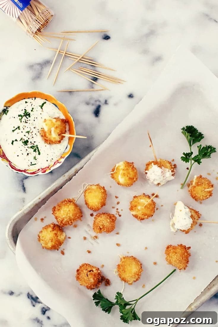 Crispy Mozzarella Bites with Zesty Jalapeño Ranch 6 This easy, homemade, breaded Mini Mozzarella Sticks Recipe with Jalapeno Ranch Dip is crazy delicious! Serve it on a toothpick as a party appetizer and your guests are sure to fall in love with these cheesy treats!
