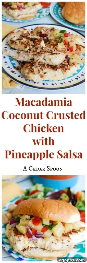 Macadamia Coconut Crusted Chicken with Pineapple Salsa is a light, fresh, and utterly delicious meal, a true favorite.