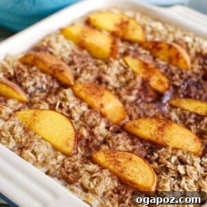 Golden Peach and Cream Oven Oats 5 Peaches and Cream Baked Oatmeal prepared and ready to serve