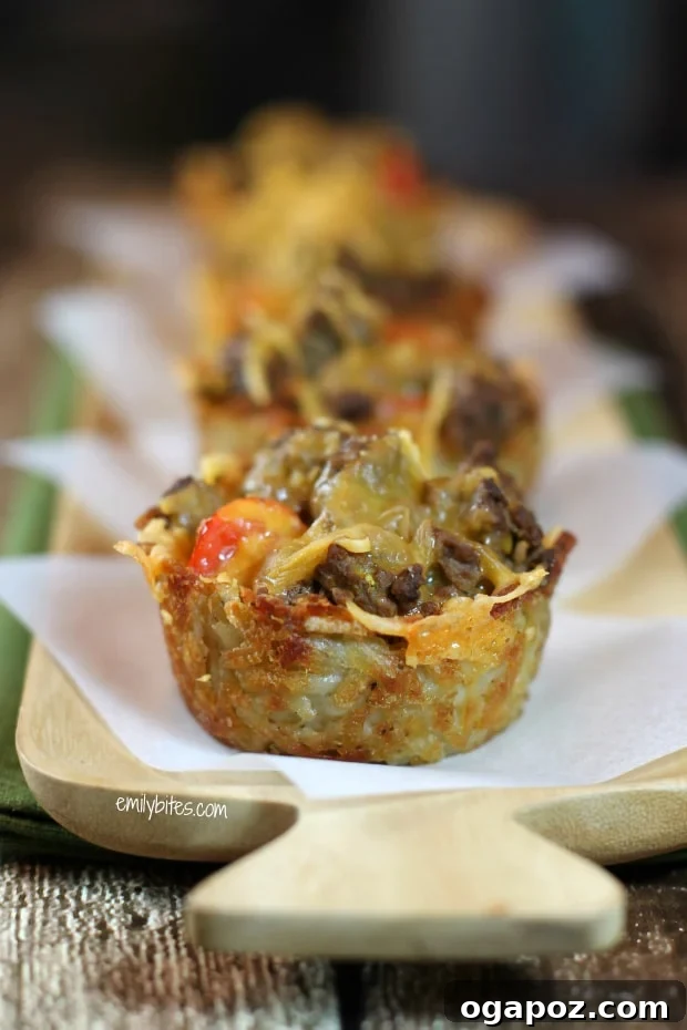 32 Delicious Wholesome Recipes Kids Will Adore 15 Cheeseburger Hash Brown Cups, a fun and delicious mini cheeseburger experience.