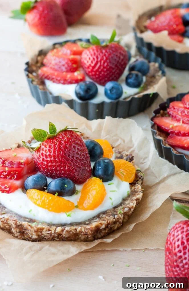 32 Delicious Wholesome Recipes Kids Will Adore 25 Healthy No-Bake Coconut Lime Fruit Yogurt Tarts, refreshing and easy-to-make dessert.