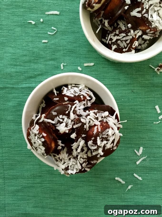 32 Delicious Wholesome Recipes Kids Will Adore 29 Frozen Chocolate Coconut Banana Bites, a healthy and delicious frozen treat.