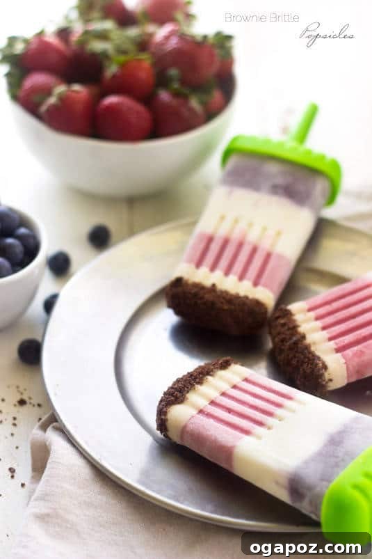 25 Ice Pop Sensations to Conquer Summer Heat 14 Healthy Freezer Pops with Brownie Brittle, a creative and delicious treat for chocolate lovers.