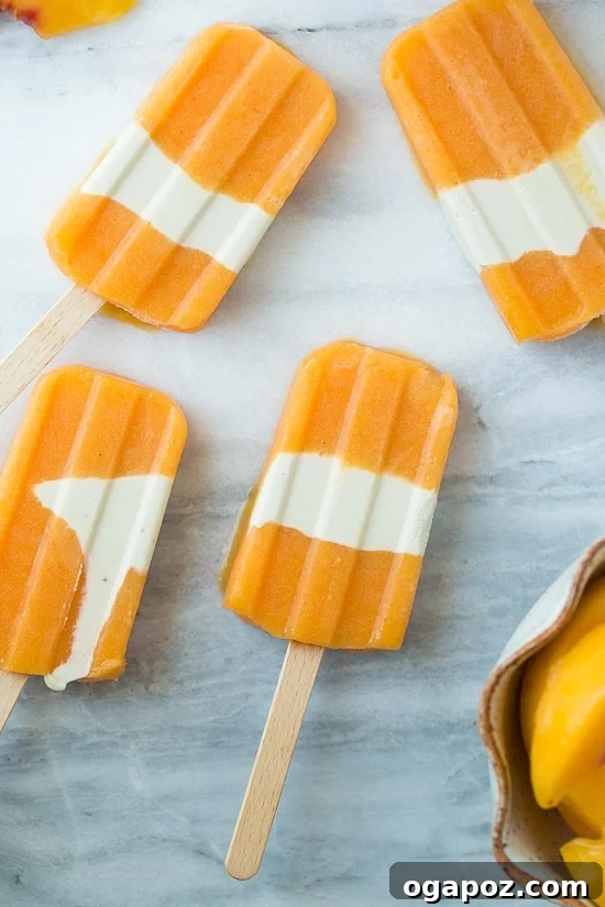 25 Ice Pop Sensations to Conquer Summer Heat 12 Healthy 3-Ingredient Peach Creamsicles, a simple and wholesome creamy fruit popsicle.