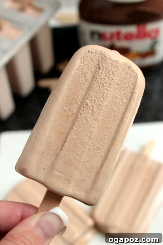 25 Ice Pop Sensations to Conquer Summer Heat 13 Nutella Cool Whip Popsicles, an easy and decadent chocolate hazelnut frozen dessert.