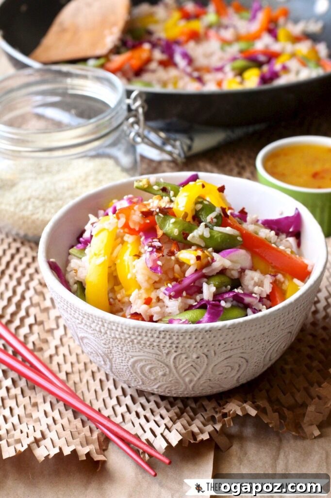 Wholesome Meals in Minutes 17 A colorful 10 Minute Stir-Fry with various vegetables and noodles.