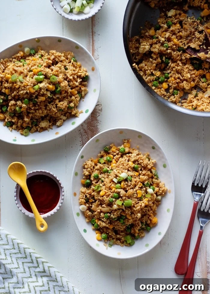 Wholesome Meals in Minutes 20 12 Minute Scrambled Tofu Fried Rice in a skillet.