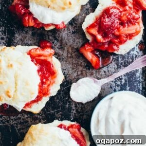 Classic strawberry shortcake with homemade biscuits and whipped cream