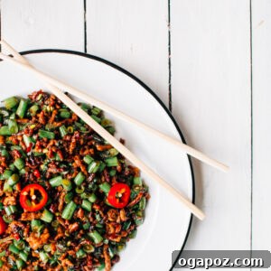 Thai Basil Pork on a plate.