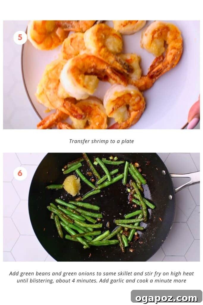 Step 3: Sautéing the cornstarch-coated shrimp in a hot wok until golden brown.