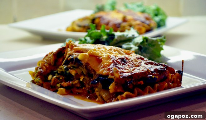 Rustic Roasted Eggplant and Portobello Lasagna 4 A close-up of roasted eggplant slices, lightly charred and tender.