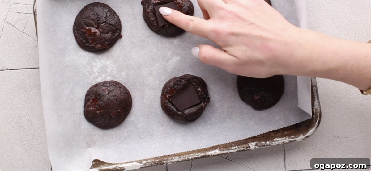 Decadent Mint Fudge Cookies 7 Step 5: Scooped portions of cookie dough arranged on a baking sheet.