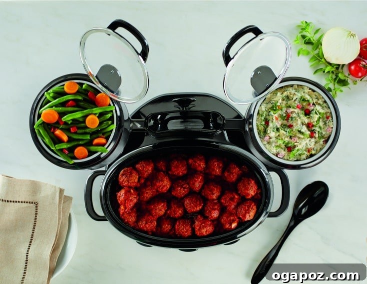 Hearty Slow Cooker Turkey Chili Mac and Cheese 5 The Crock-Pot® Swing and Serve™ showcasing its elegant and functional design, ready for a delicious meal.