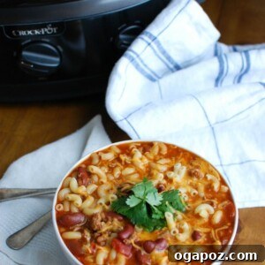 Hearty Slow Cooker Turkey Chili Mac and Cheese 7 Crock-Pot® Turkey Chili Mac and Cheese is the ultimate cold weather comfort food, perfect for dinner or game day. Turkey Chili is slowly simmers in a Crock-Pot® and then pasta and cheese are mixed in when it is ready to eat. This is a family favorite!