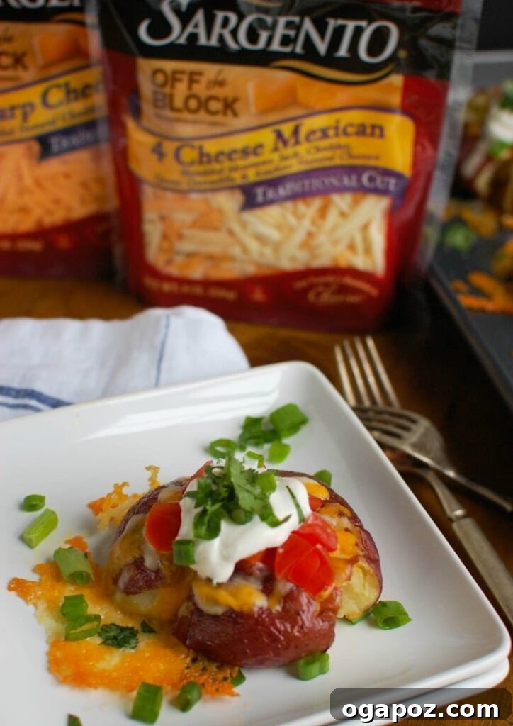 Supreme Smashed Potato Bites 5 Sargento® shredded cheese displayed prominently with fresh ingredients, highlighting real cheese quality.