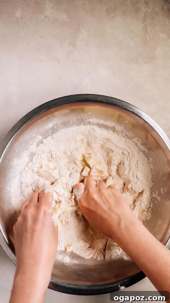 Foolproof Pie Crust You Can Make By Hand 6 Hand-mixing butter into flour until it resembles damp breadcrumbs.