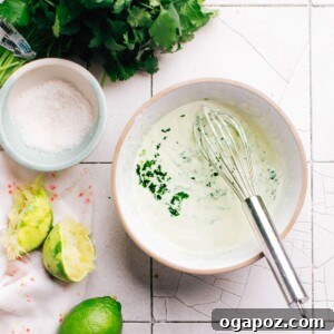 Cilantro Lime Crema, ready to be served