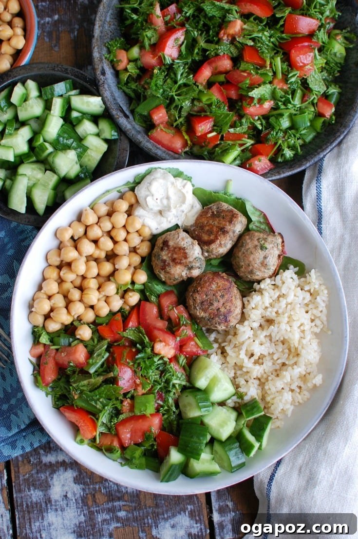 Mediterranean Baked Turkey Meatballs served with a dollop of yogurt or a creamy dip.