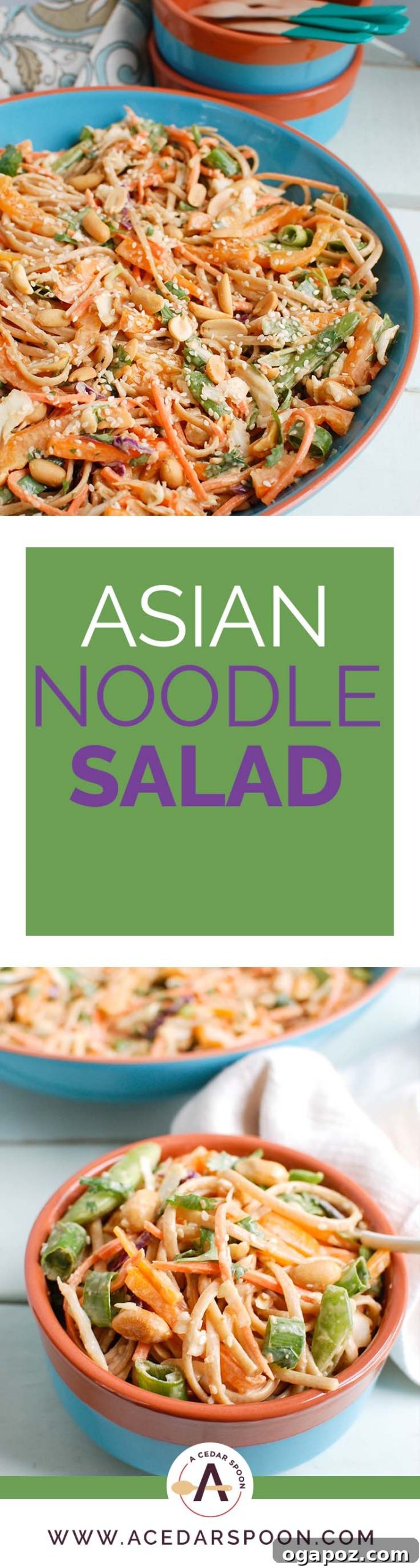 Vibrant Asian Noodle Salad with Zesty Peanut Sauce 5 A large serving bowl filled with Asian Vegetable Noodle Salad, showcasing its rich colors and textures, ready for a family meal or gathering.