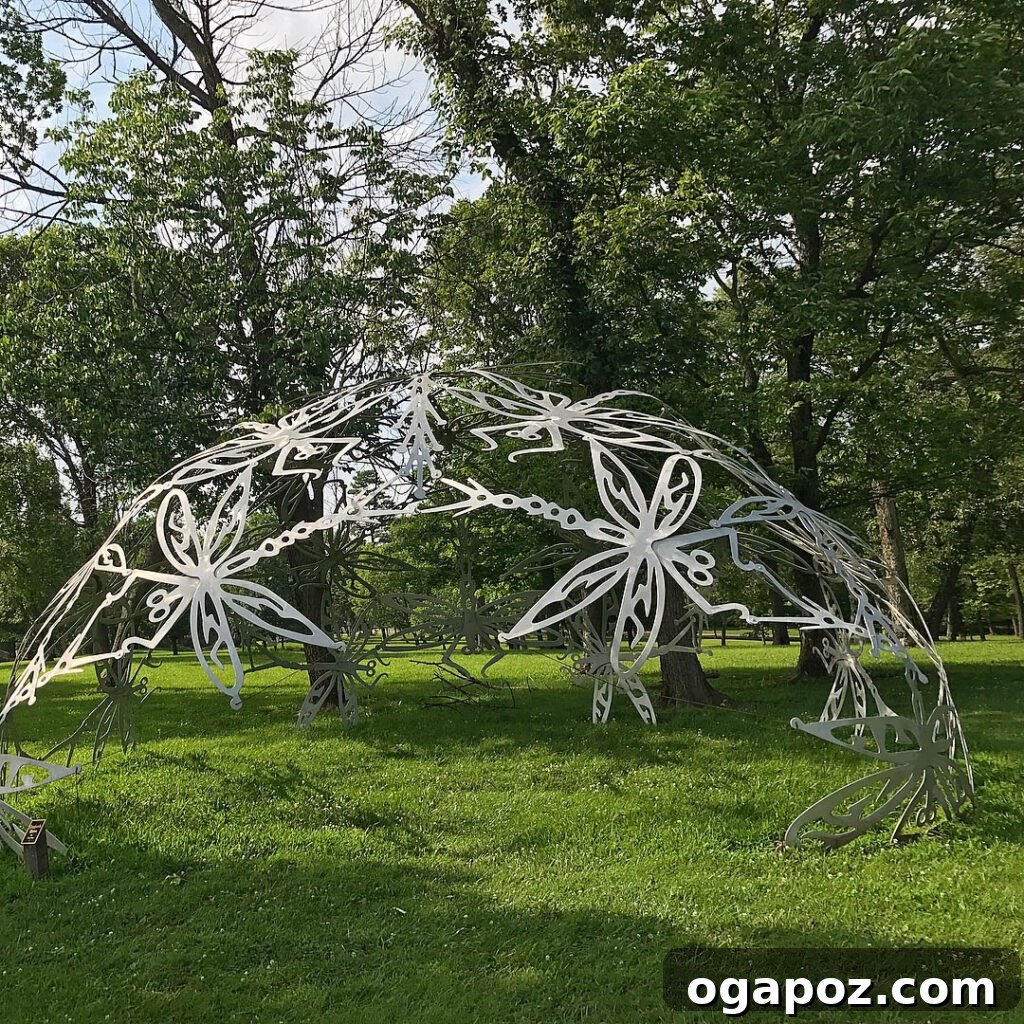 Butler County Weekend Escape 21 A striking modern sculpture set amidst the green landscape of Pyramid Hill Sculpture Park.