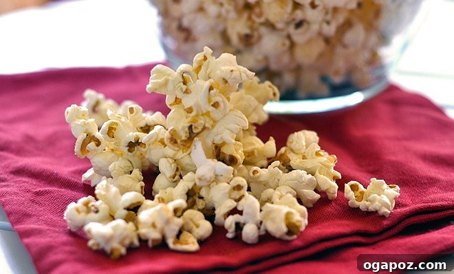 A large bowl filled with homemade kettle corn, ready to be served