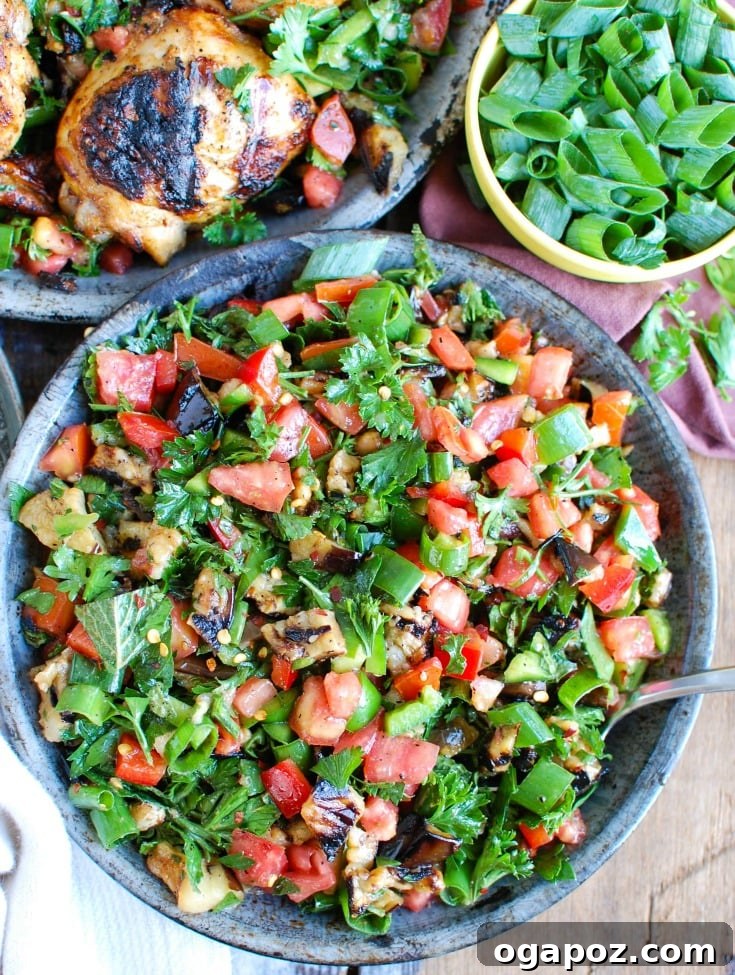 Vibrant Mediterranean Eggplant Medley 4 Making Mediterranean Eggplant Salad: ingredients being mixed in a bowl.